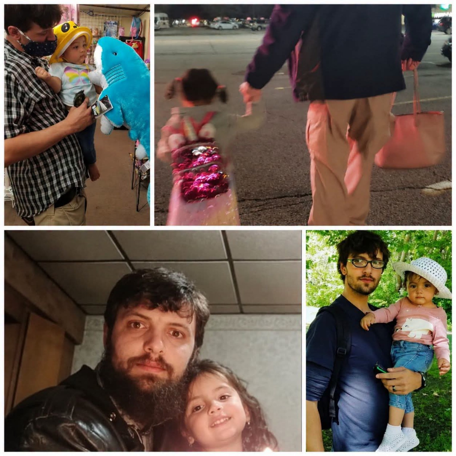 A collage of Abraham and his daughter Isabella sharing moments together through her early childhood